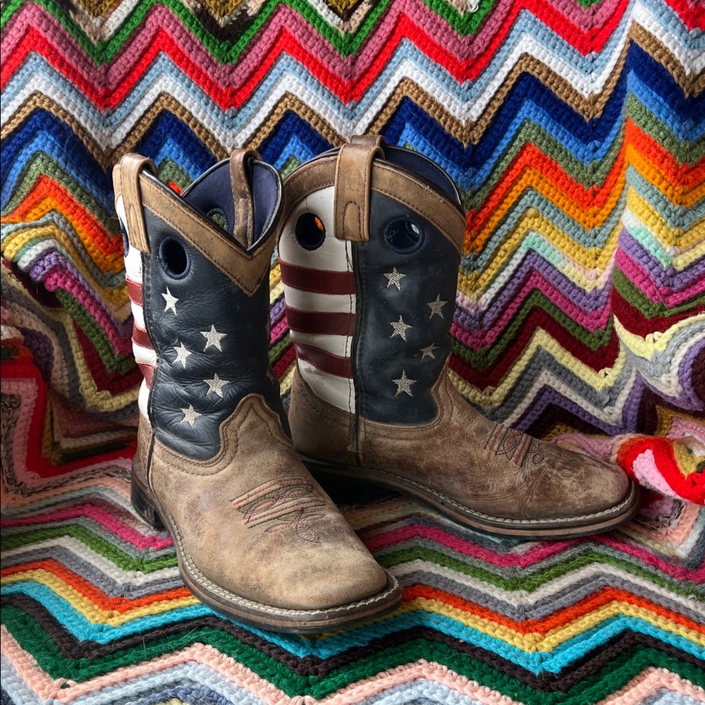 Boys Cody James cowboy boots flag stars stripes 3 - Picture 2 of 7